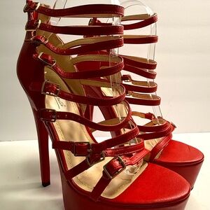 Anne Michelle 9 strap with buckle 6’inch heels with platform.